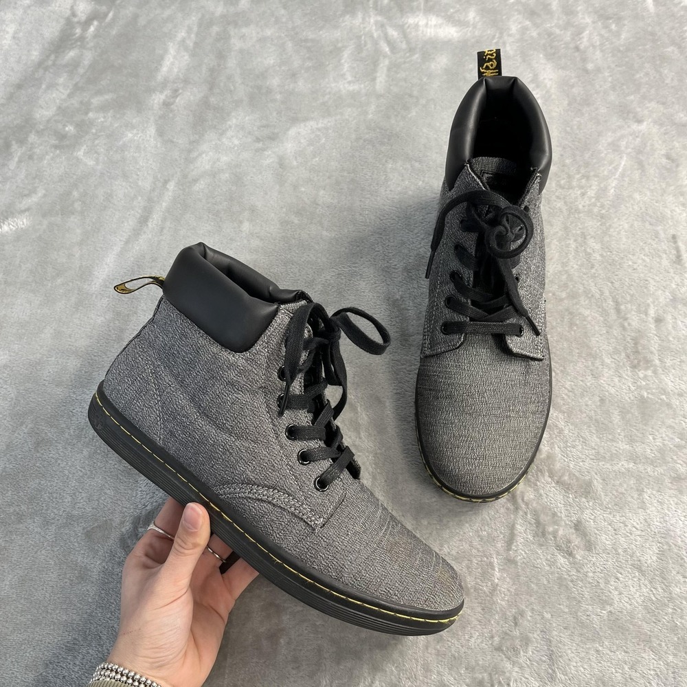 Dr. Martens Boots Womens Size 9 Gray Canvas Ankle Combat Lace Up Goth Punk